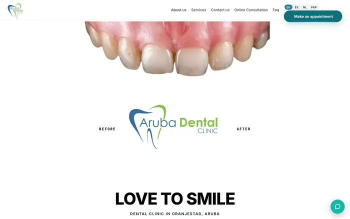 Homepage of Aruba Dental Clinic